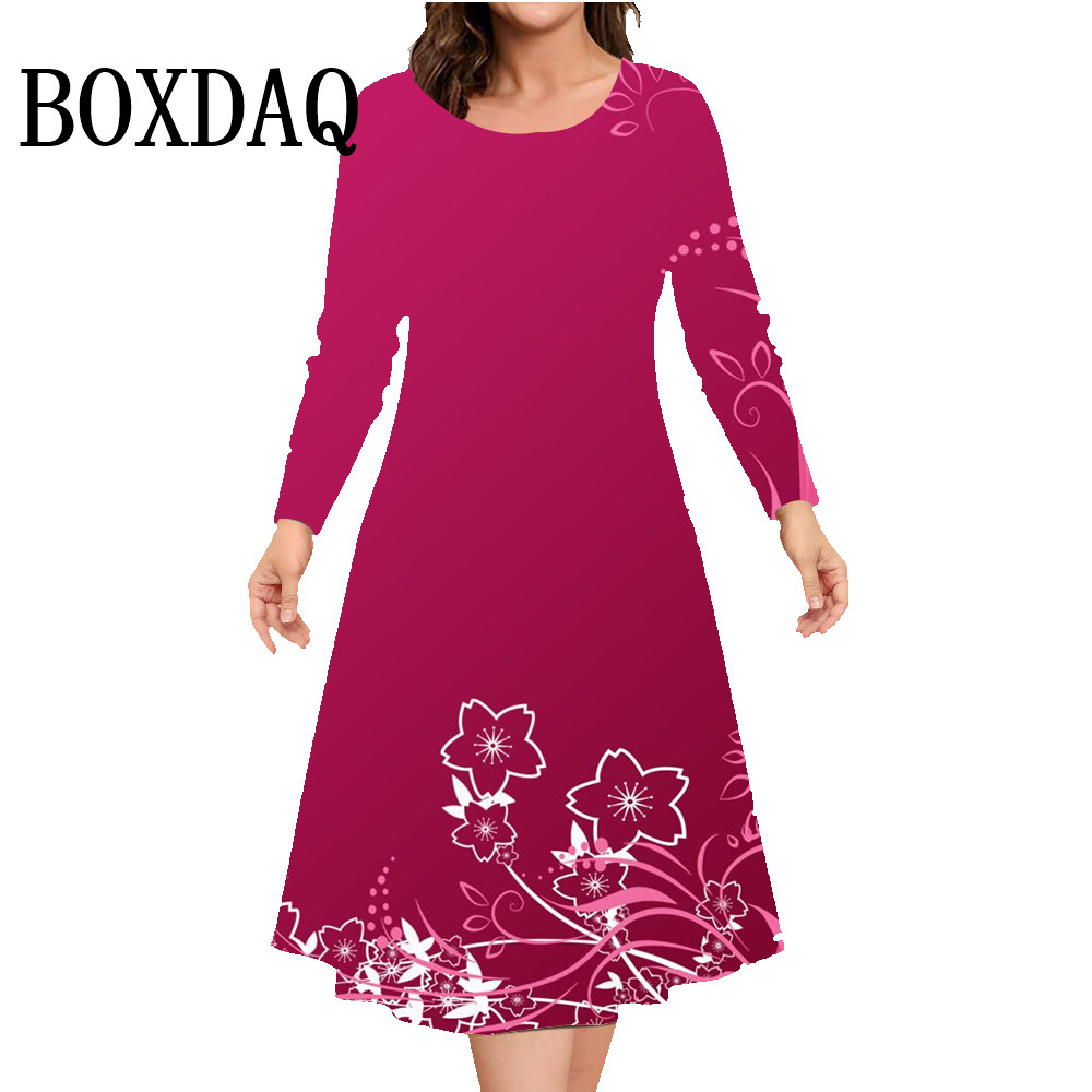Winter Clothing For Plus Size Women - Jesienno-zimowa sukienka z długim rękawem damska