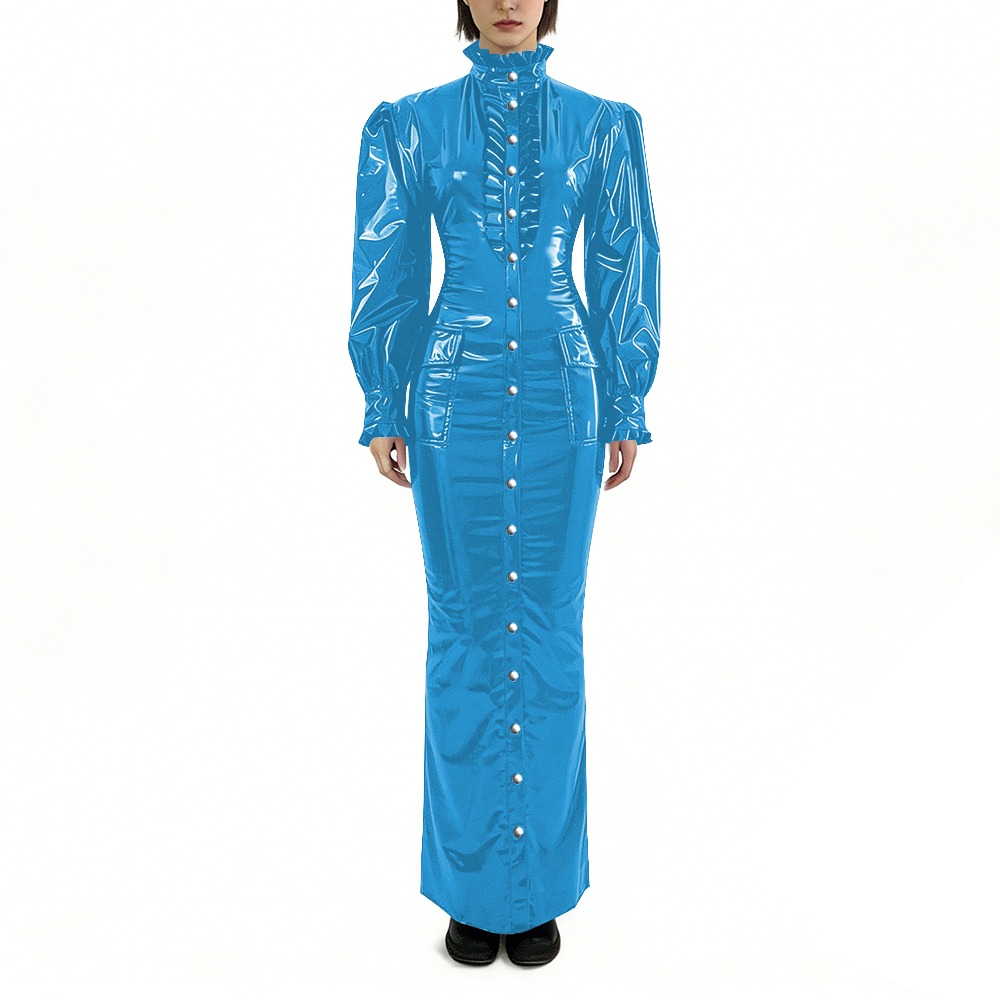 Winter Clothing For Plus Size Women - Błyszcząca sukienka ołówkowa z PVC, plus