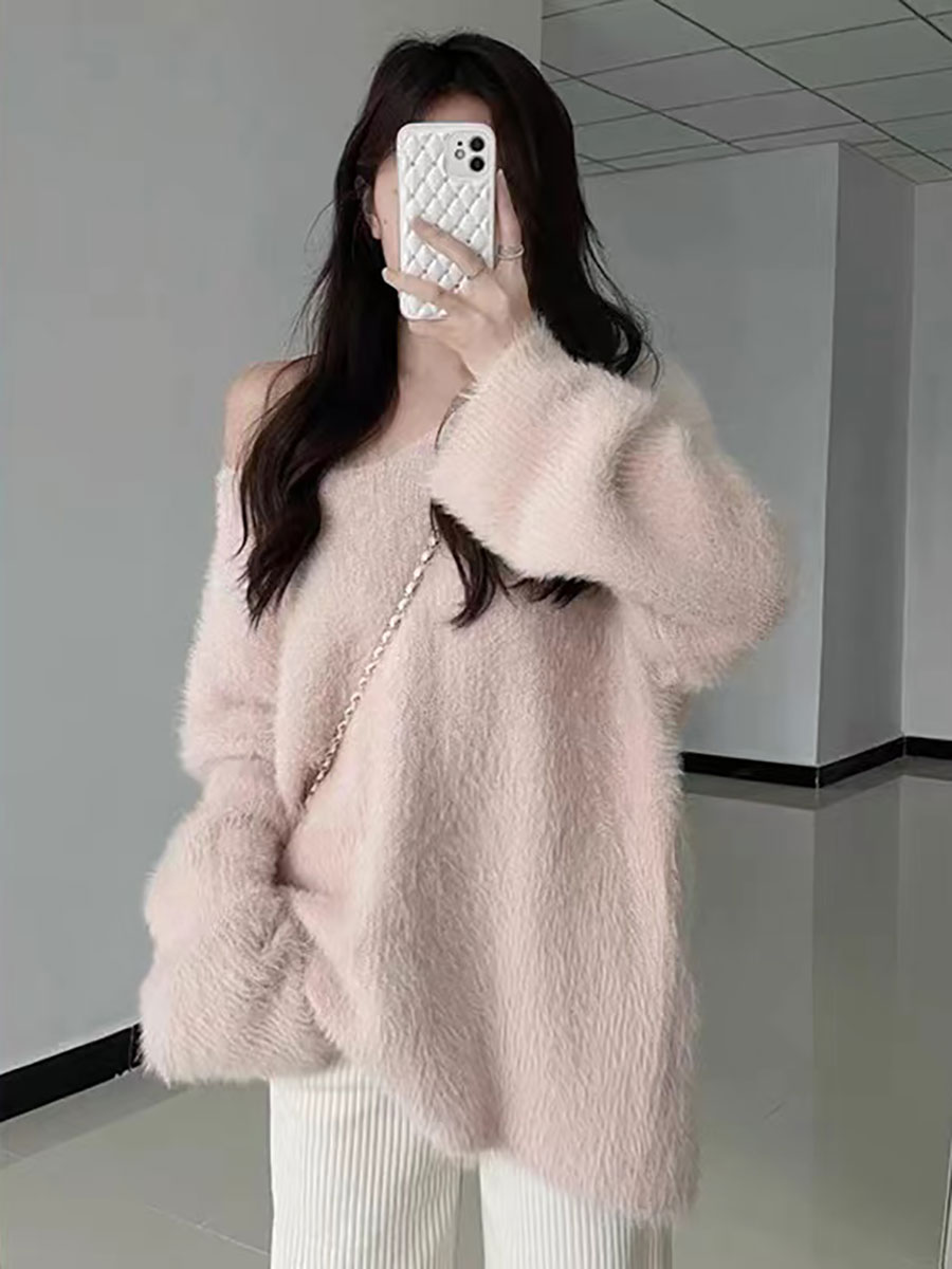 Swetry damskie różowy dekolt w – Winter Clothing Aesthetic recenzja i cena